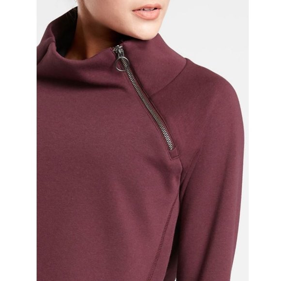 Athleta Cozy Karma Asym Pullover Sweatshirt Black - Picture 2 of 7